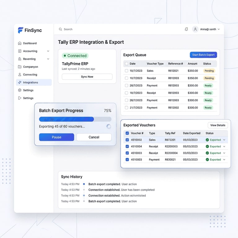 Tally export workspace